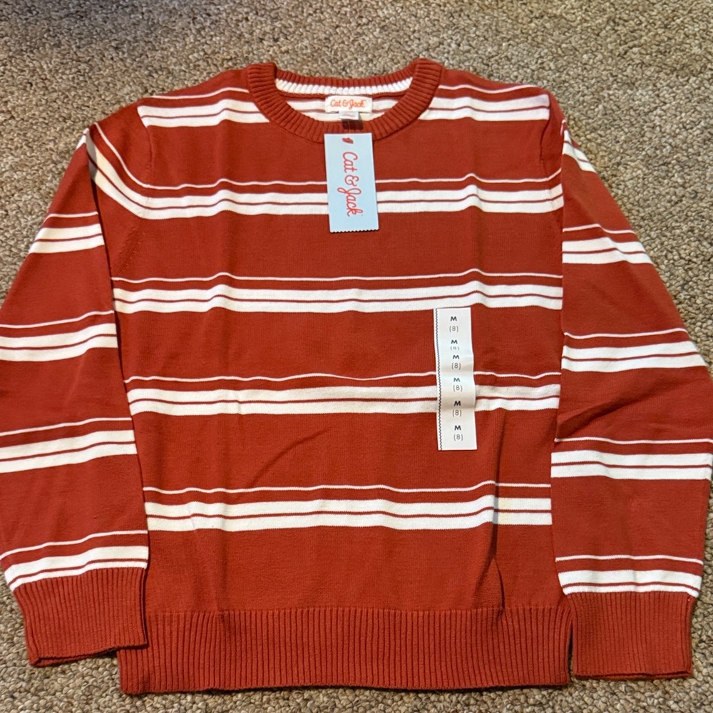 Cat & Jack Boys Sweater in Red and White Stripes